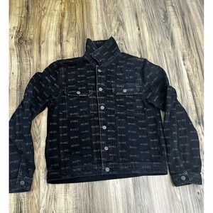 M+RC Noir Men's Jean‎ Jacket Button Up 100% Cotton Black Size Medium
